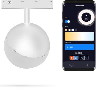 OEM Foco Led Wifi Zigbee Esf&eacute;rico Blanco 6w Para Rieles Magn&eacute;ticos Smart Track 48vdc Regulable 3000-5000k