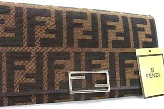 Fendi Black Brown Canvas Leather Wallet (Bi-Fold) (Pre-Owned)