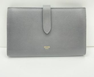 Celine Blue Gray Leather Bill Wallet (Bi-Fold) (Pre-Owned)
