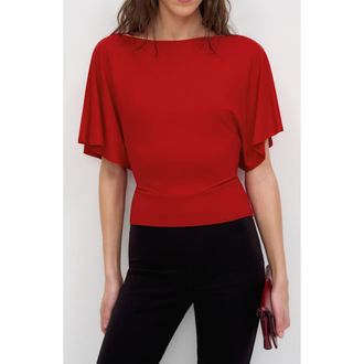 Reformation Avery Boatneck Knit Top in Lipstick at Nordstrom, Size X-Large