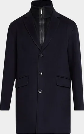 Gorski Men & apos;s Loro Wool Short Coat with Merino Shearling Lamb Trim