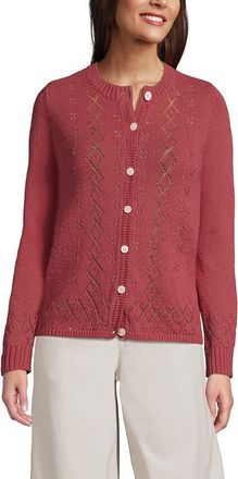 Lands End Pointelle Crew Neck Cardigan Sweater in Soft Mojave Rose at Nordstrom, Size X-Large P