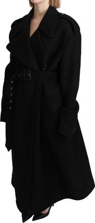 Dolce & Gabbana Womens Virgin Wool Black Blazer Trenchcoat Jacket Clothing