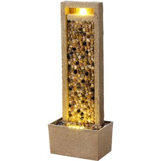 Teamson Home Fontana da giardino alta effetto roccia di fiume con luce led flusso regolabile in poliresina marrone per patio e angoli esterni - Teamson Home