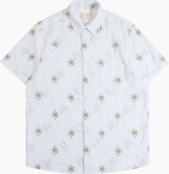 Far Afield Mens Far Afield Sun Seeker Jacquard Shirt - White/Multi - Size: 38/Regular