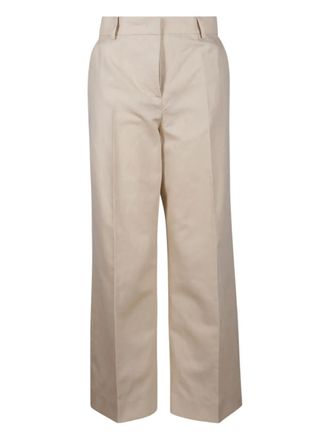 Max Mara Broek van scheerwol met riemlus - Beige
