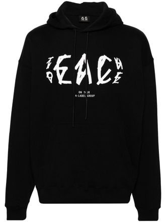 44 Label Group Peace-logo cotton hoodie - Black
