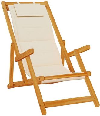 vidaXL Vidaxl - Silla De Playa Plegable Con Reposabrazos Crema