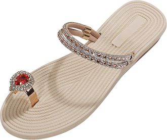 Generic Closed Sandals Women, Womens Shoes Fashion Flat Soft Sole Sandals Casual Retro Summer Shoes Non-Slip Shoes Women, red, 8.5 UK