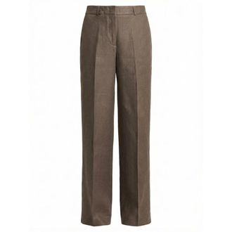 PESERICO Peserico, Wide Trousers, female, Brown, Size: 2XS Pure Linen Gabardine Trousers