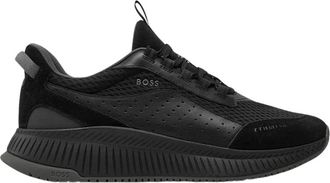 HUGO BOSS Hybrid Sneakers - Heren - Sneakers - Zwart - 45 EU - Leer - Schoenen