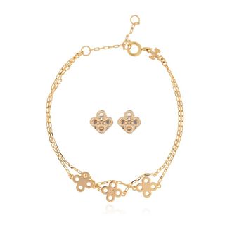 Tory Burch Tory Burch, Bracelets, female, Yellow, Size: ONE SIZE Bracelet and Earrings Set