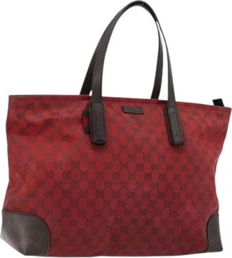 Gucci Pre-owned Tote Bags, female, Red, Size: ONE SIZE Pre-owned Vintage Canvas Tote Bag