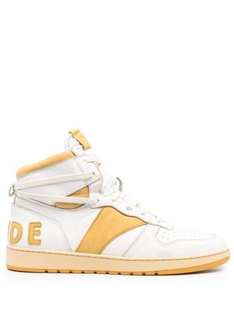 Rhude logo-lettering panelled sneakers - White
