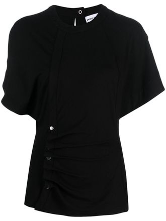Paco Rabanne short-sleeved draped blouse - Nero