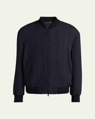 Giorgio Armani Mens Raised Chevron Bomber Jacket