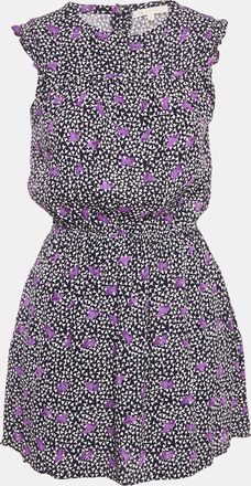 Maje Navy Blue Floral Print Crepe Pens&eacute;es Marine Parme Mini Dress