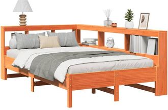 vidaXL Bookcase Bed without Mattress Wax Brown 120x190 cm Solid Wood Pine Vidaxl