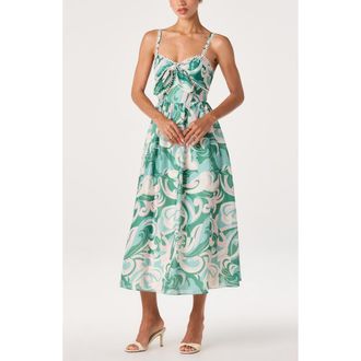 ASTR the Label Makayla Sleeveless A-Line Dress in Green Abstract at Nordstrom, Size X-Small