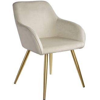 TecTake Silla, tapizada en terciopelo, vers&aacute;til, combinable, crema, crema/oro