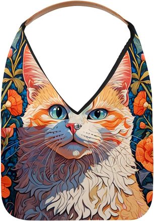 Generic Color Drawing Cat Reusable Lightweight Grocery Bags - Foldable Into Compact Pouch, Washable & Sturdy, Multipurpose for Shopping and Travel
