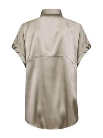 Brunello Cucinelli Womens Green Stretch Satin Monili Shirt Silk