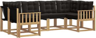vidaXL Conjunto De Sof&aacute;s De Exterior 6 Uds. Blanco Y Negro Vidaxl