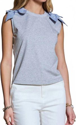 Current Air Bow Shoulder Sleeveless Top In Heather Grey