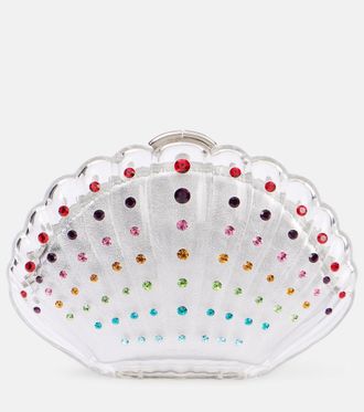 Aquazzura Crystal Shell embellished clutch
