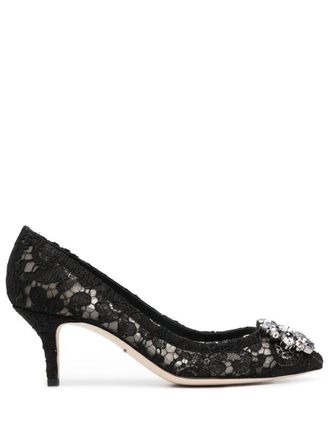 Dolce & Gabbana Lace Rainbow Pumps With Brooch Detailing Shoes