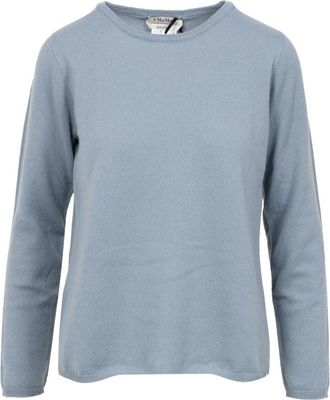 Max Mara Kasjmier Gebreide Trui Ronde Hals - Dames - Cashmere truien - Blauw - L - Kasjmier - Truien & Vesten