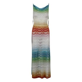 Missoni Maxi Dresses, female, Multicolor, Size: 2XS Long swimsuit cover-up dress with open back