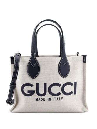 Gucci Logo Shopper Tote Printed Canvas Small shoulder bag - Blue