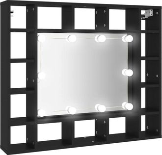 vidaXL Mueble con espejo y luces led negro 91x15x76,5 cm Vidaxl