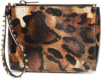 Christian Louboutin Mini Cabata Soft Leather Pouch in Brown/Gold at Nordstrom