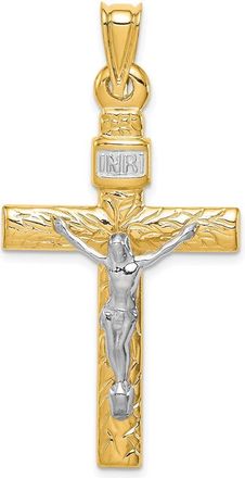 Diamond2Deal 14k Two-tone Gold Rhodium Crucifix Pendant