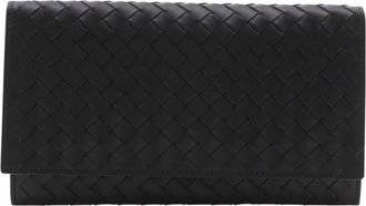 Bottega Veneta Black Leather Long Wallet (Bi-Fold) (Pre-Owned)