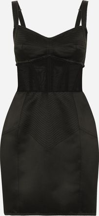 Dolce & Gabbana Short Satin Corset Dress - Woman Dresses Black Satin 40