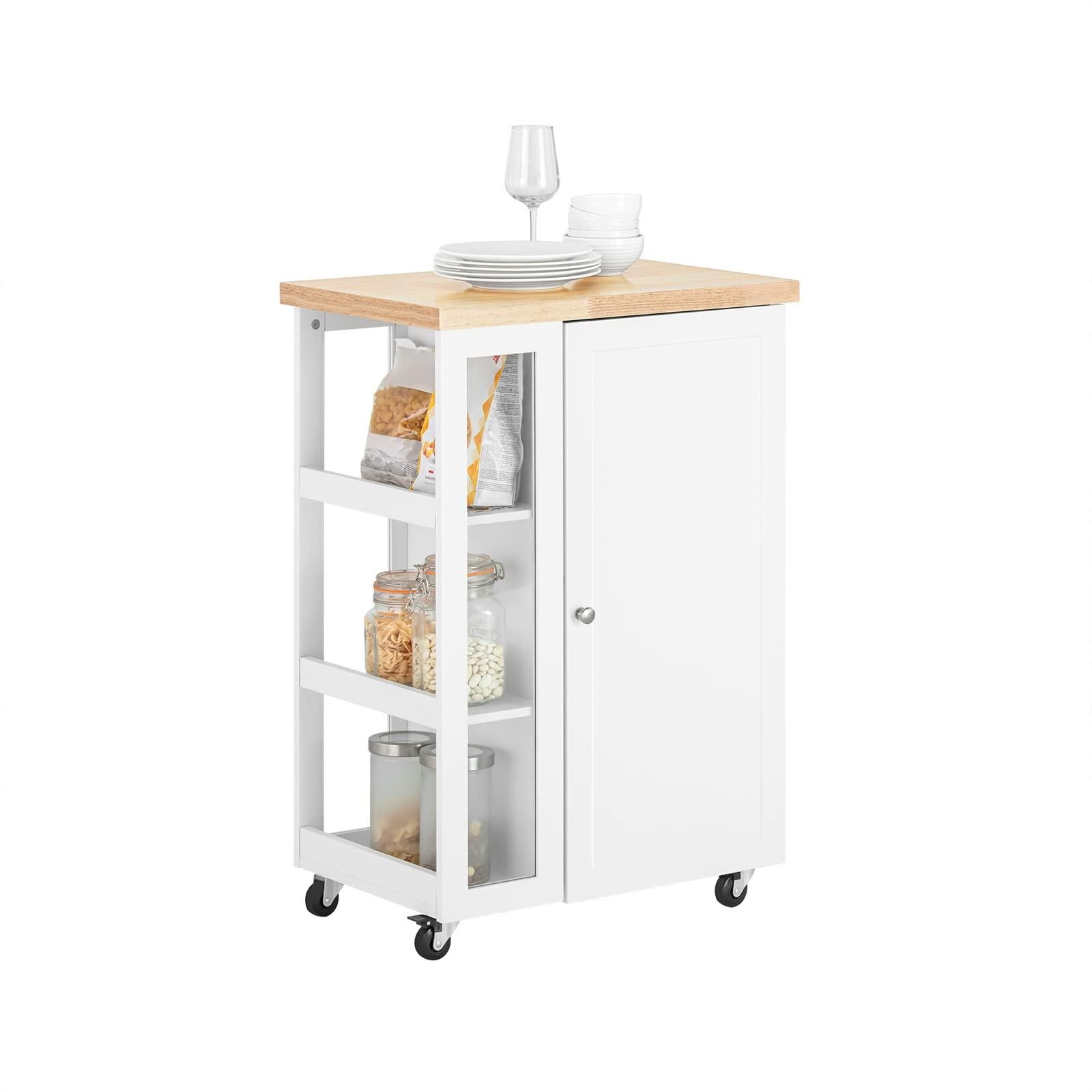 SoBuy Kchenwagen zum Rollen Servierwagen Beistellwagen Rollwagen mit 3  Ablagefchern Rollwagen Fr Kche, Wohnzimmer, Esszimmer Wei-Natur BHT ca.  60x90x40 ab 94,95  - auf Stylight
