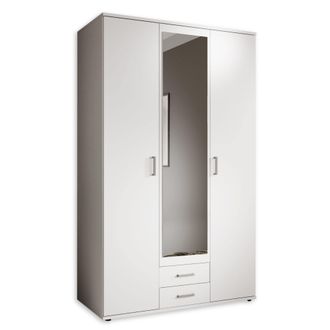 Pol-Power Stella Trading Karl, Elegante Armadio A 3 Ante Molto Capiente, Versatile Con Ante A Battente, Bianco Con Anta A Specchio, 120 X 195 X 55 Cm, L X A X P