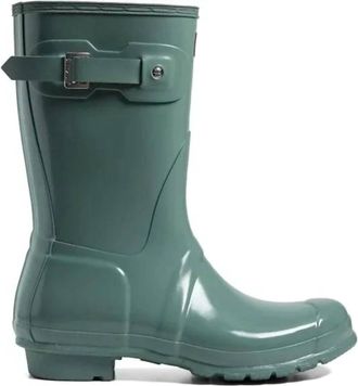 Hunter Womens Original Short Gloss Rain Boots In Sweet Gale Green