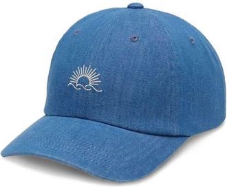 tentree Embroidered Denim Peak Hat in Mid Wash/white Oak at Nordstrom