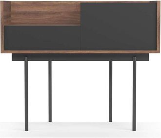 HERDASA Herdasa - Recibidor Modelo 671 Acabado Nogal Combinado Con Grafito, 84cm(alto) 98cm(ancho) 31cm(prof.)