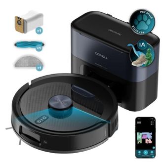 Cecotec Cecotec Robot Aspirador Y Friegasuelos Con Base Autovaciado E Ia Conga Y90 Dark. Navegaci&oacute;n L&aacute;ser, 25000pa, Autonom&iacute;a 240min