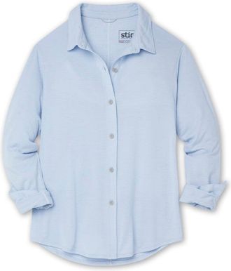 Stio | Womens Divide Shirt, Size Large in January Sky Heather | Cotton