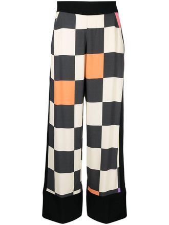 Adriana Degreas graphic-print wide-leg trousers - women - Viscose/Polyester - S - Black
