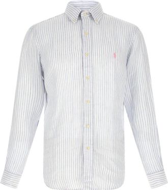 Polo Ralph Lauren Overhemden, Heren, Veelkleurig, S, Linnen, Gestreepte Linnen Blouse
