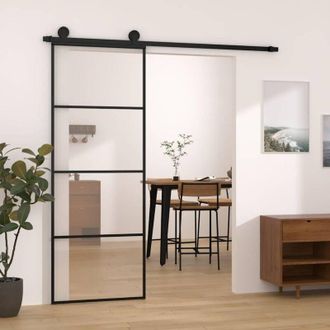 vidaXL Vidaxl - Puerta Corredera Con Set Herrajes Vidrio Esg Aluminio 76x205 Cm