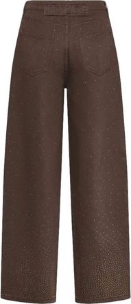Rotate Womens Rhinestone Wide Leg Jeans In Chocolate