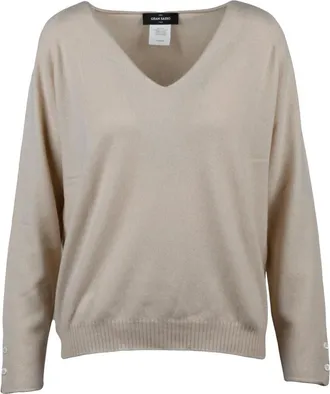 Gran Sasso Truien & Vesten, Dames, Beige, M, Kasjmier, Pullover met V-hals
